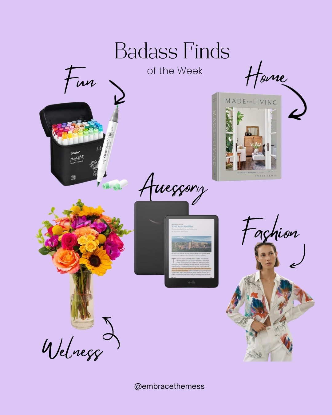This week’s Badass Finds are basically things I absolutely did not need to discover… but now that I have, obviously I need them 😂 Colorful markers, a gorgeous home book, fresh flowers, a Kindle + an outfit that understands the assignment. A little fun, a little pretty, a little “maybe I have my shit together.” ✨

#LTKdayinmylife #LTKmomlife #LTKselfcare