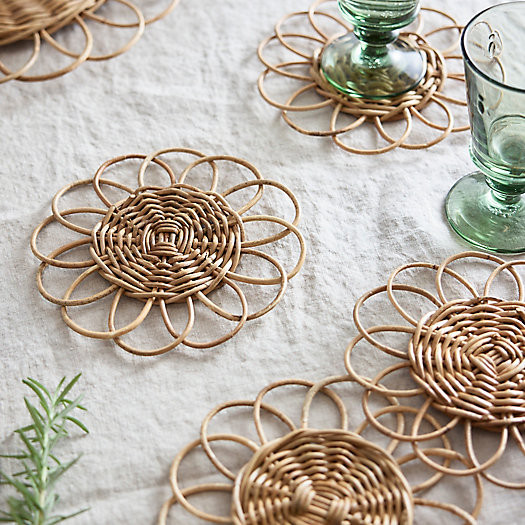 Scalloped Rattan Coasters, Set of 4 | Terrain