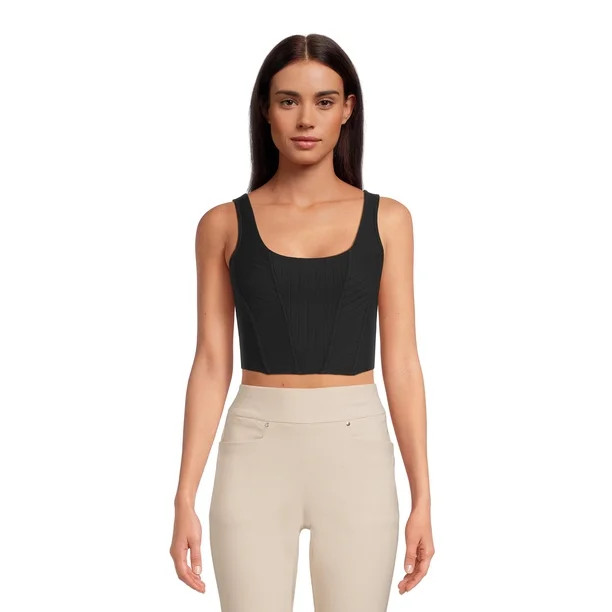 No Boundaries Juniors Ribbed Square Neck Bustier | Walmart (US)