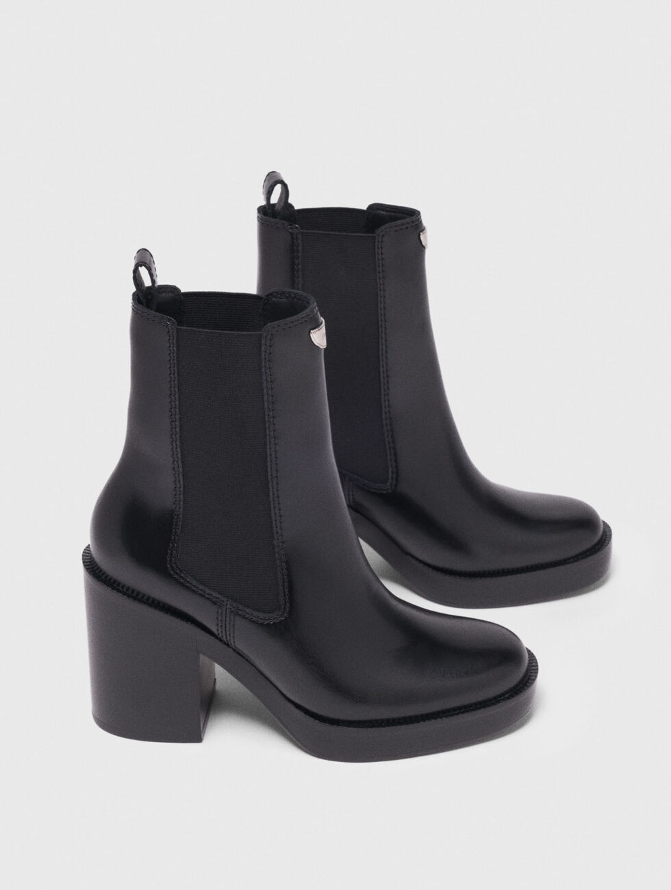 Heeled leather chelsea boot Black / Gray for Women | Maje | Maje US