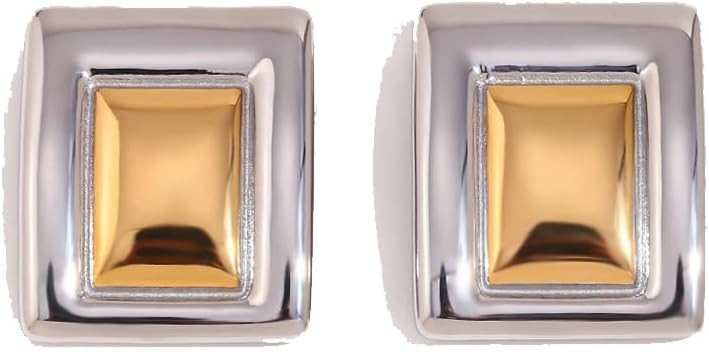 Kokoma Geometric Chunky Earrings for Women Large Square Boho Statement Stud Earrings Thick Dome E... | Amazon (US)