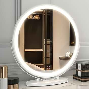 LVSOMT 20" Large Makeup Vanity Mirror with Lights, LED Lighted Circle Mirror, High Definition Rou... | Amazon (US)