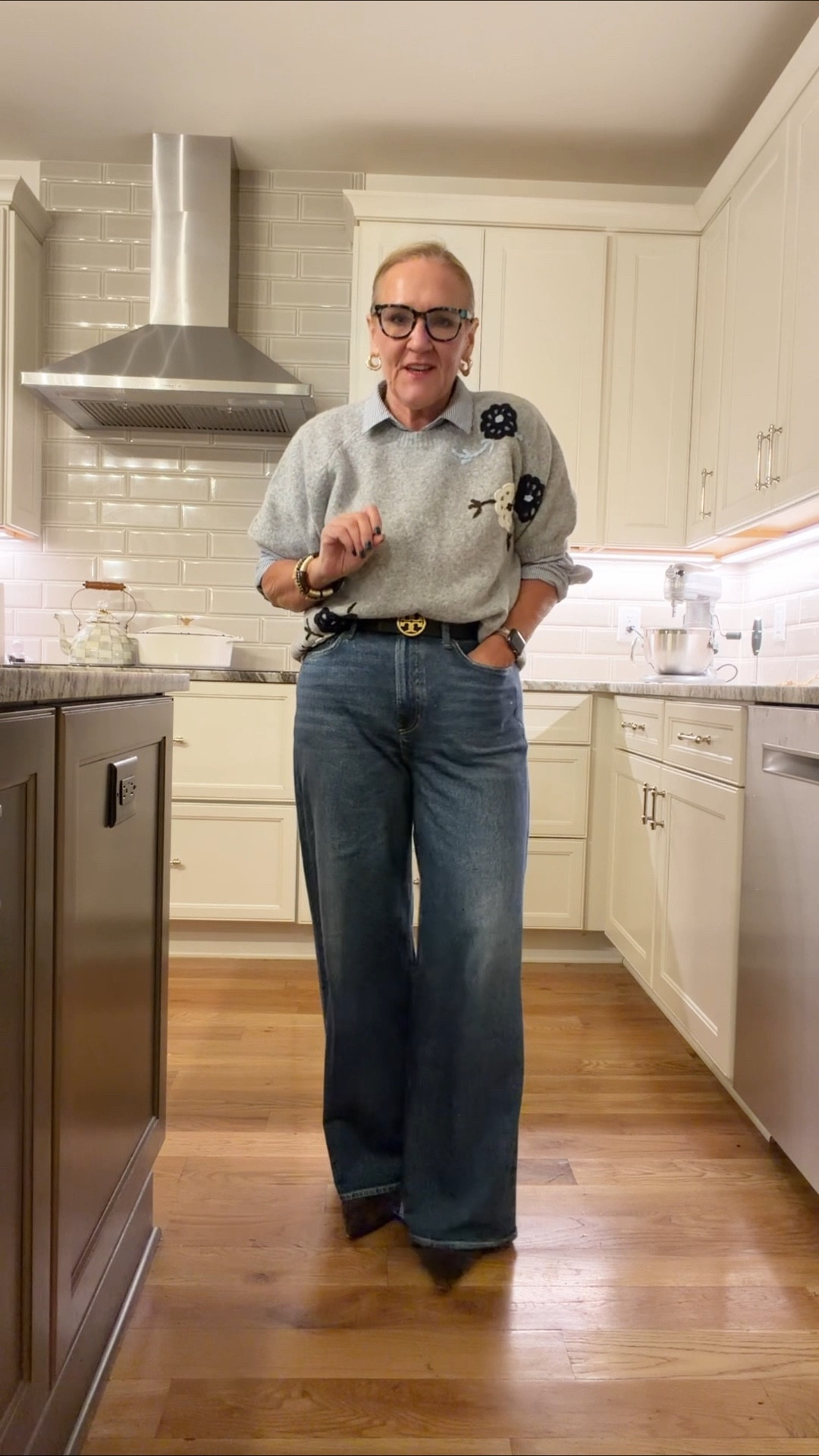 Sweater & blouse size medium both a relaxed fit 
Original sweatpant jeans these are an ankle version and fit 5’3 me perfect with a heel. Sized down to a 28 
Linking other sweatpant jeans too. A bit more price friendly. Give them a try! 
Allie & Bess 20% off code NANETE20 I love these earrings great quality  

#LTKootd #LTKPetite #LTKOver40