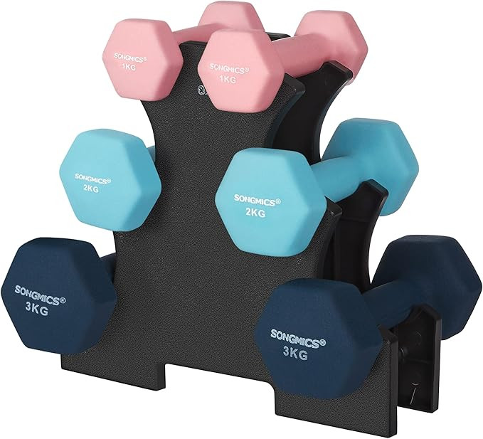 SONGMICS Weight Lifting Dumbbell Kit with Storage Stand, for Fitness, Vinyl Coated | Amazon (UK)