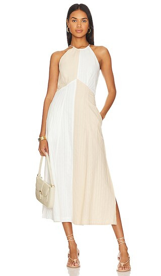 Destine Midi Dress in Milk Tea | Revolve Clothing (Global)