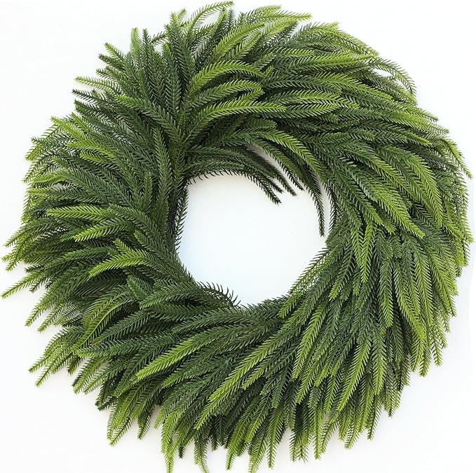 26" Large Norfolk Pine Wreath for Front Door, Realistic Artificial Christmas Wreaths Faux Pine Ne... | Amazon (US)