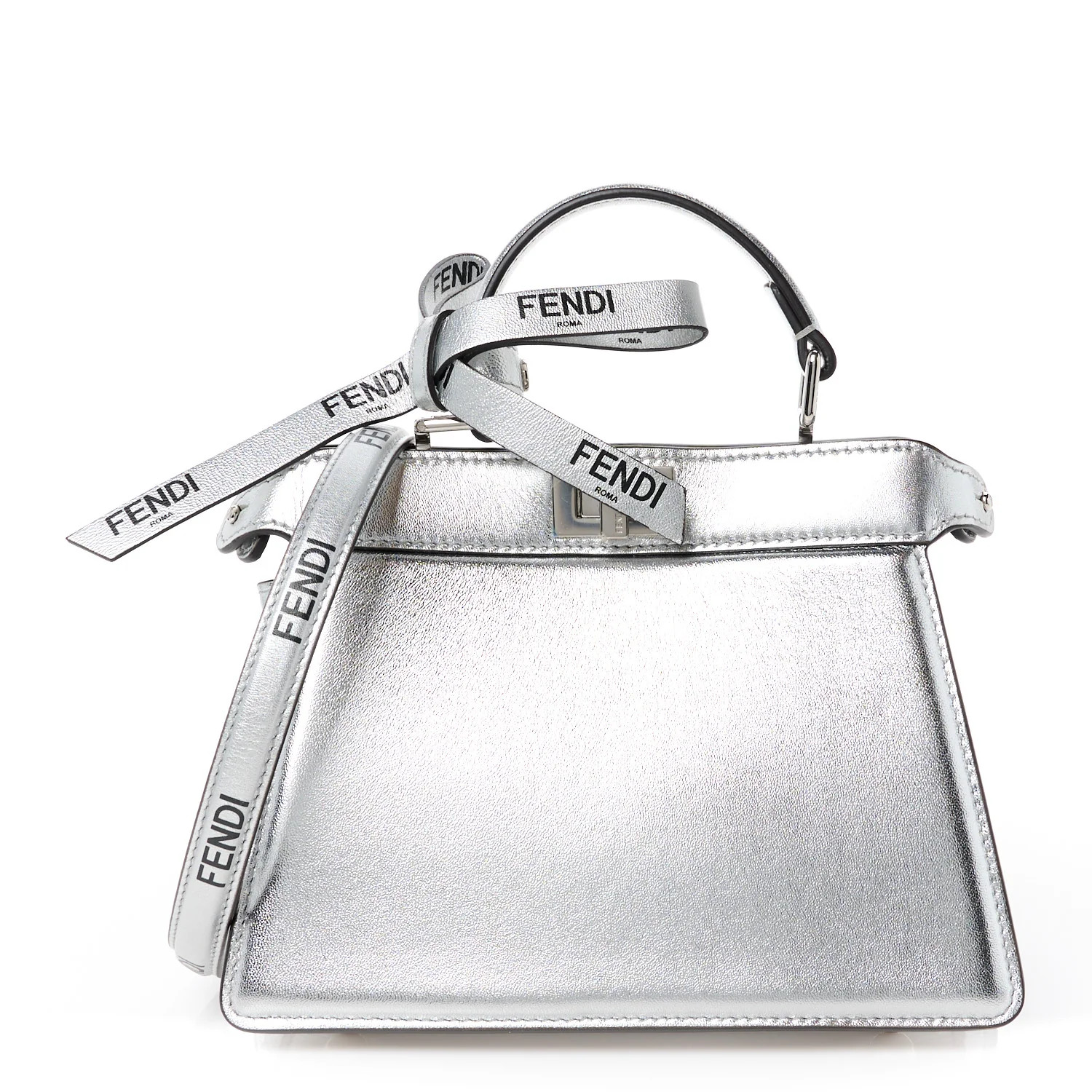 X MARC JACOBS Vitello Catalan Mirror Petite Peekaboo I SEE U Satchel Argento | FASHIONPHILE (US)