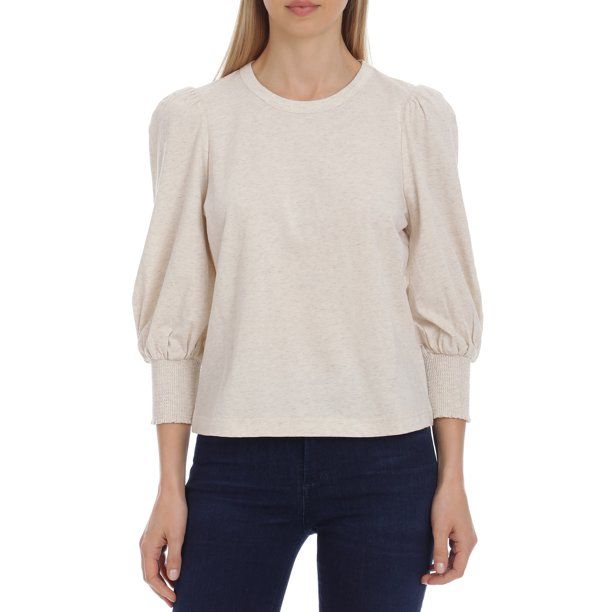 BAGATELLE.NYC Women's Blouson Sleeve Cotton Top - Walmart.com | Walmart (US)