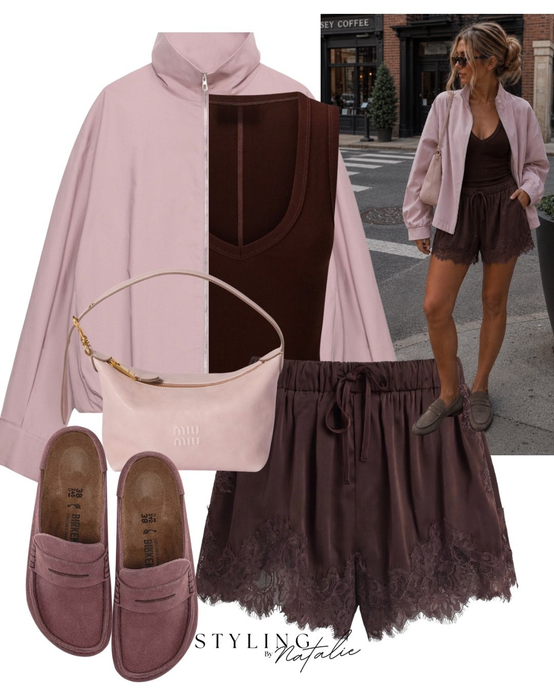 Burgundy and pink 💖
Zip up bomber jacket, satin lace shorts, maybe Birkenstock Naples loafers, Miu Miu bag and scoop neck tank top.
Everyday style, transitional style, autumn look, early fall fashion, slip on loafers @Zara Zara style, elevated casual,

#LTKuk #LTKautumn #LTKeurope