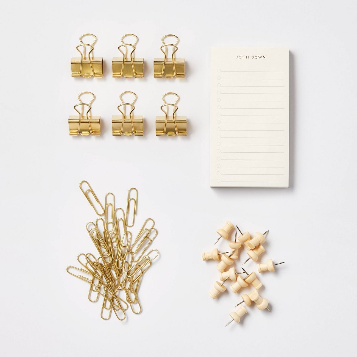 57ct Wood & Soft Gold Clips Stationary Set - Threshold™ | Target