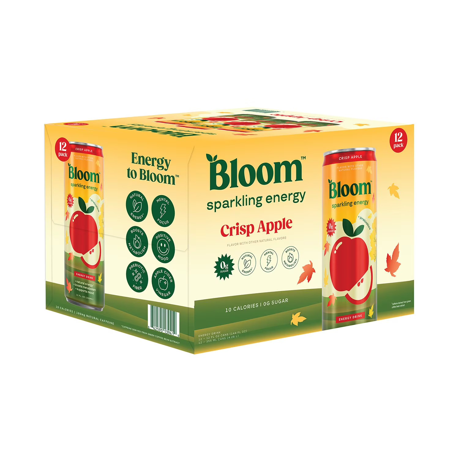 Bloom Sparkling Energy, Crisp Apple, 12 fl. oz., 12 pk. | Sam's Club