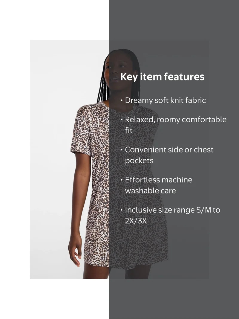 Joyspun Women\u2019s Dreamy Soft Collection Short Sleeve Sleep Shirt, Sizes S/M to 2X/3X | Walmart (US)