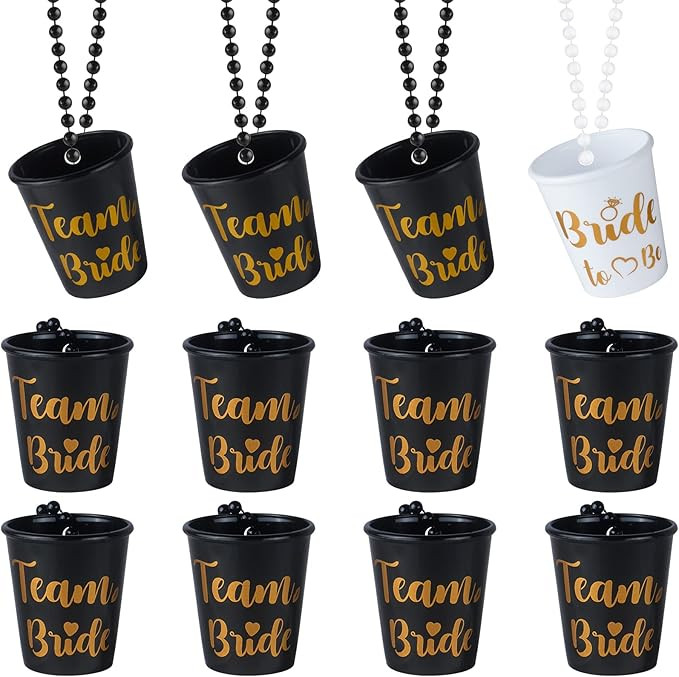 MGupzao Bachelorette Party Favors Shot Glass Necklace 12Pcs Bride to Be and Team Bride Cup Neckla... | Amazon (US)
