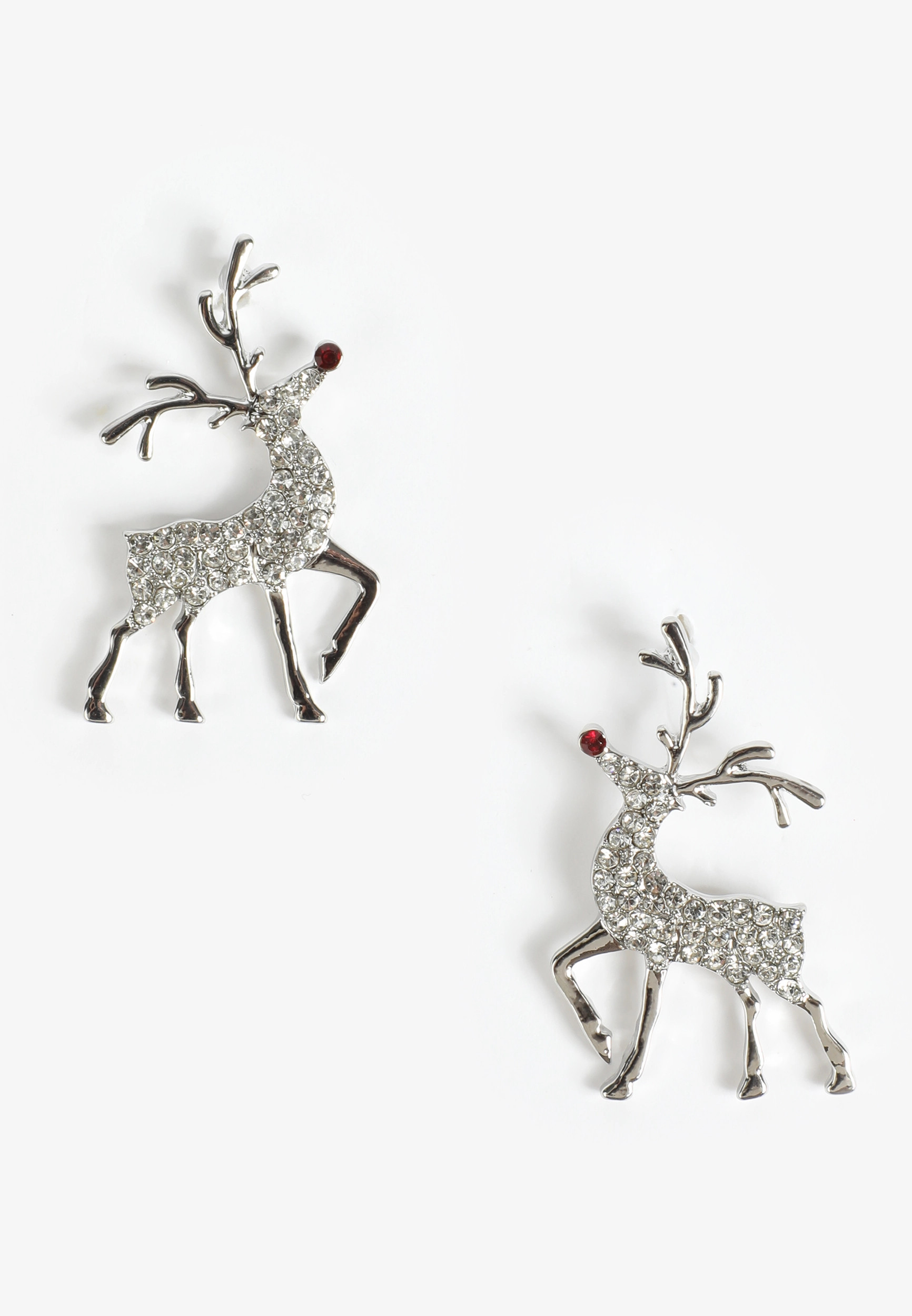 Maurices Women's Silver Rhinestone Reindeer Earrings | Maurices