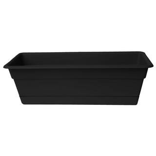 Dura Cotta 18 in. Black Plastic Window Box Planter with Tray | The Home Depot