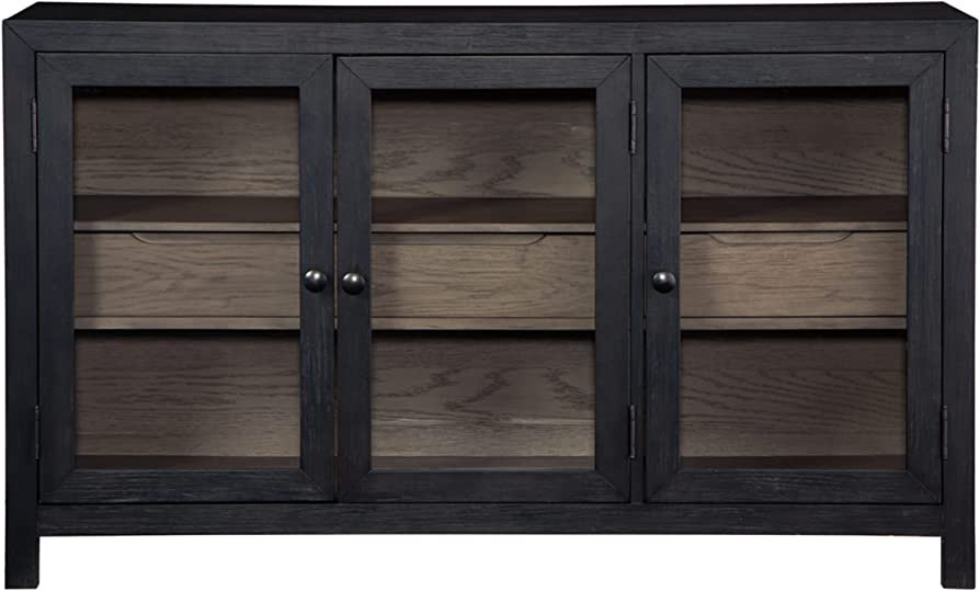 Signature Design by Ashley Lenston Transitional Accent Cabinet or TV Stand, Black & Gray | Amazon (US)
