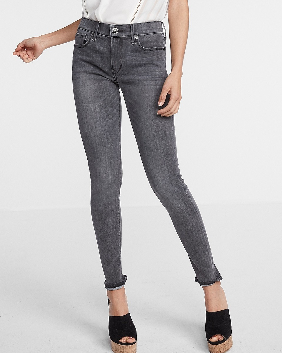 Mid Rise Washed Stretch Jean Leggings | Express