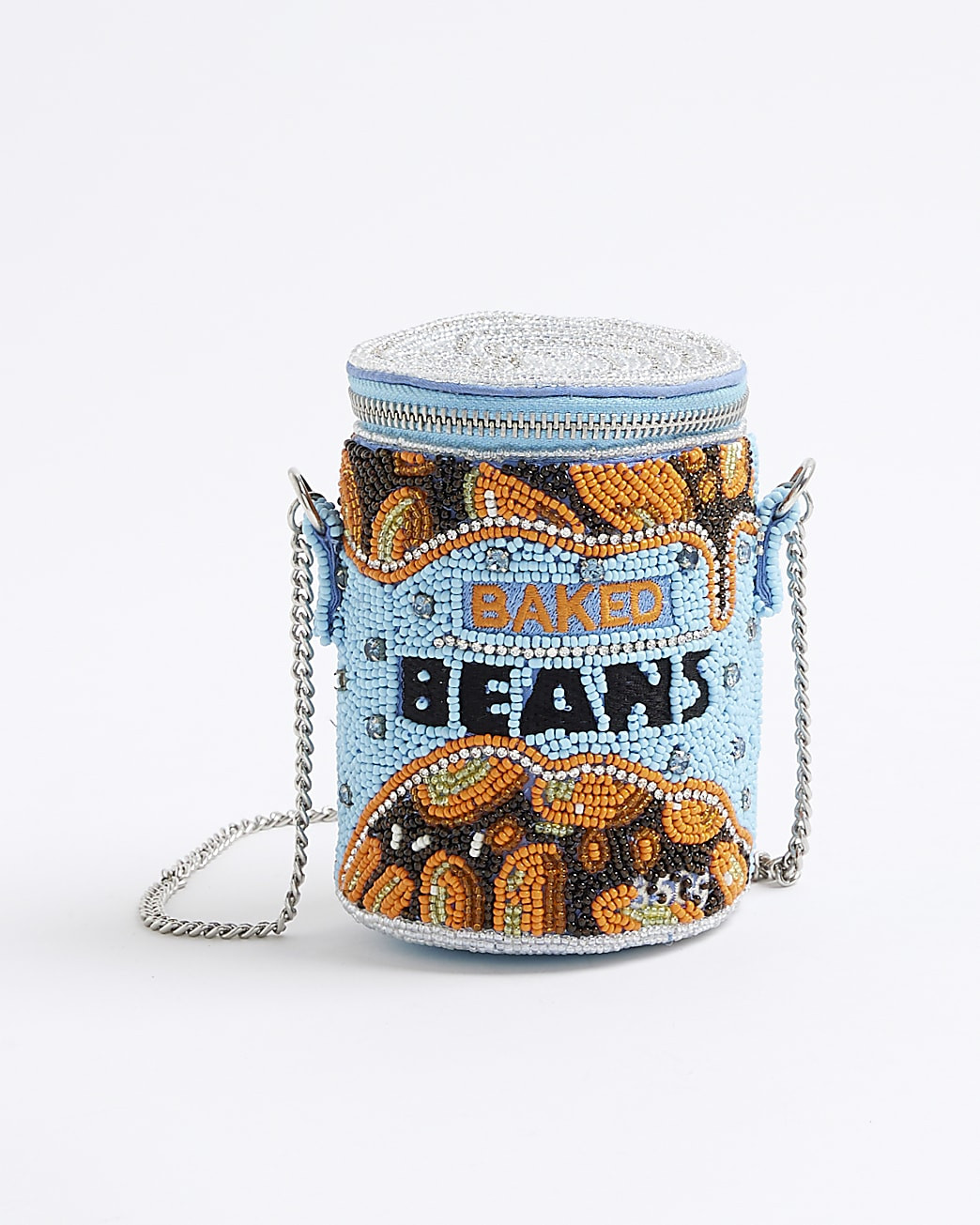 Blue Premium Baked Beans Beaded Shoulder Bag | River Island UK & IE