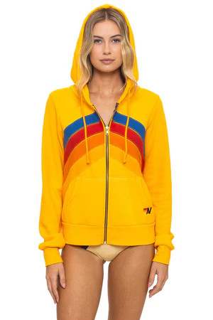 MOUNTAIN STITCH CHEVRON 4 ZIP HOODIE - GOLD | Aviator Nation