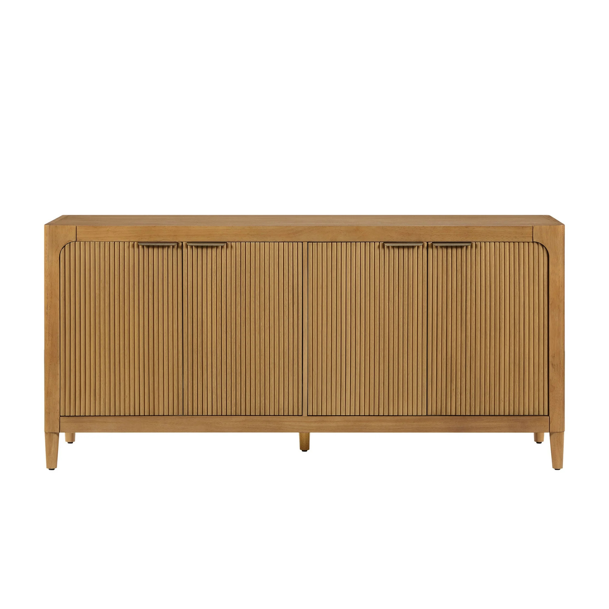 My Texas House Linden Fluted Buffet Cabinet Sideboard with Adjustable Shelves, Warm Brown | Walmart (US)