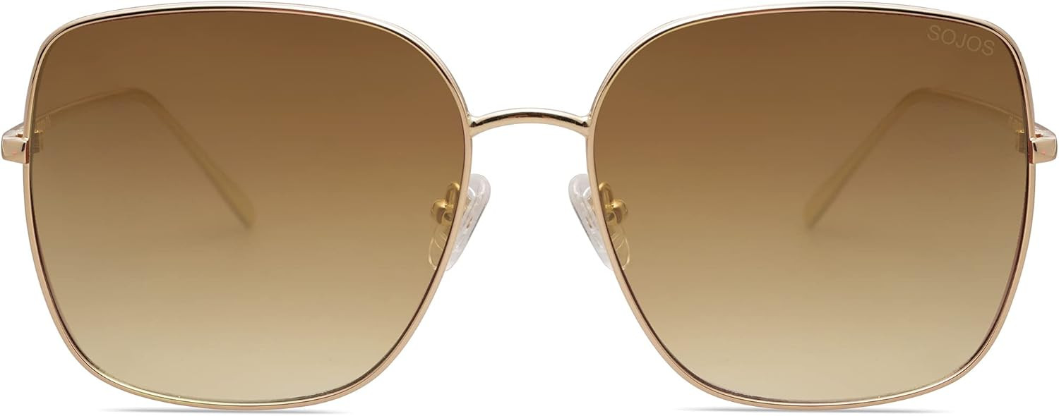 SOJOS Trendy Oversized Square Metal Frame Sunglasses for Women Men Flat Mirrored Lens UV Protecti... | Amazon (US)