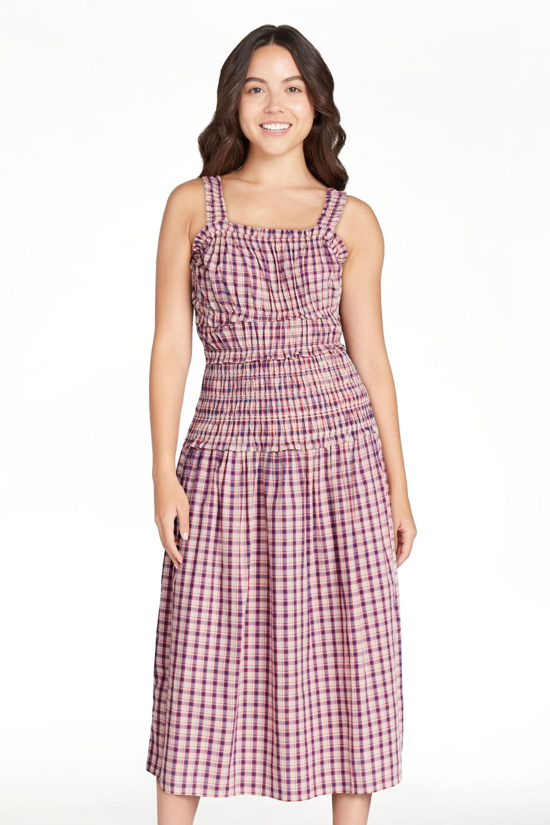 Time and Tru Women's and Women's Plus Sleeveless Smocked Peasant Midi Dress, Sizes XS-4X | Walmart (US)