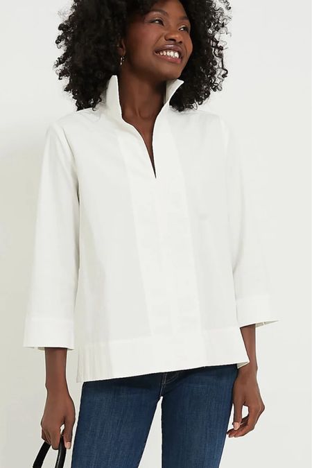 White standing collar tunic top, classic tops, preppy tops 

#LTKOver40 #LTKFindsUnder100