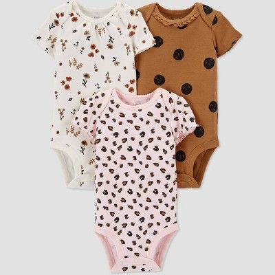 Baby Girls&#39; 3pk Polka Dot Bodysuit - Just One You&#174; made by carter&#39;s Off-White/Brown ... | Target