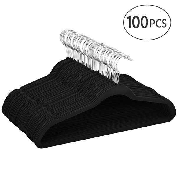 100X 360 Degree Non Slip Velvet Clothes Suit/Shirt/Pants Hangers Black 17.72 × 9.29 × 0.2 inch,... | Walmart (US)