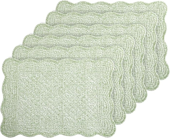 100% Cotton Quilted Placemats Set of 6,Washable Cloth Table Placemats for Kitchen & Dining Table | Amazon (US)