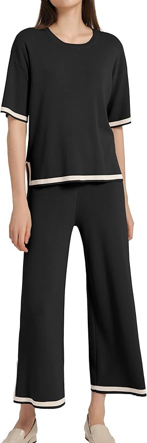 SuperPrity Women Sweater Set 2 or 3 Piece Outfits Short/Long Sleeve Knit Pullover Tops High Waist Wi | Amazon (US)