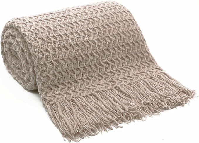 Mokoya Beige Throw Blanket, Soft Knit Blanket, Throw Blankets for Couch, Sofa, Bed, Cozy Summer B... | Amazon (US)