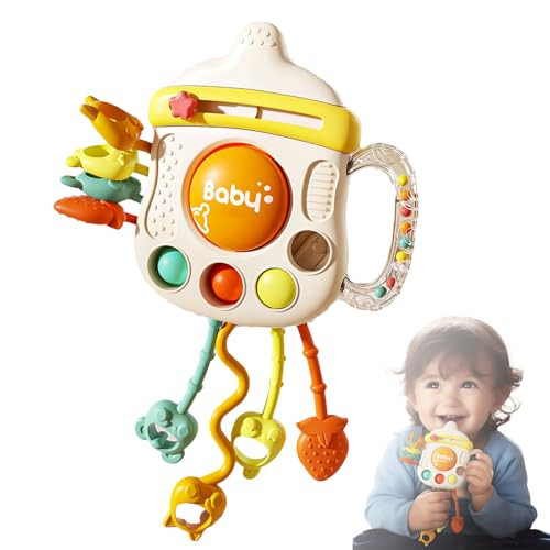 XXEDSPTY Montessori Baby Sensory Toys for 6-12 Months, Silicone Pull String Teething Toy, Infant Fidget Travel Toys, Airplane Travel Essentials, Newborn Baby Christmas & Birthday Gift for Babies | Amazon (US)