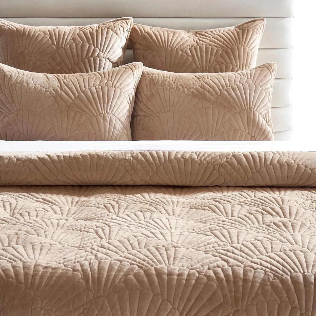 Fan Velvet Quilt Set - Muted Coral | Z Gallerie | Z Gallerie