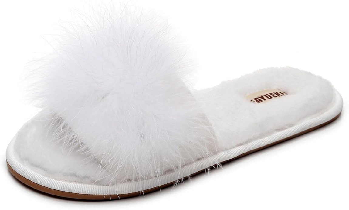 FAYUEKEY Fuzzy Slippers for Women Fluffy Furry House Bedroom Shoes | Amazon (US)