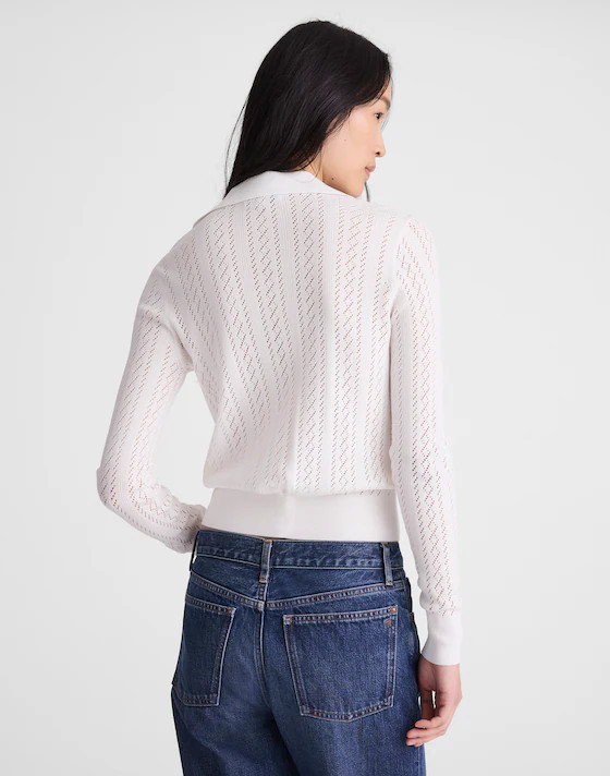 Pointelle-Stitch Polo Sweater | Madewell