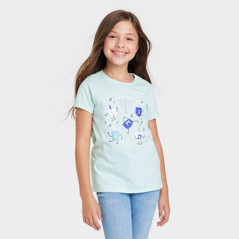 Girls' Printed Short Sleeve Graphic T-Shirt - Cat & Jack™ Mint Green | Target