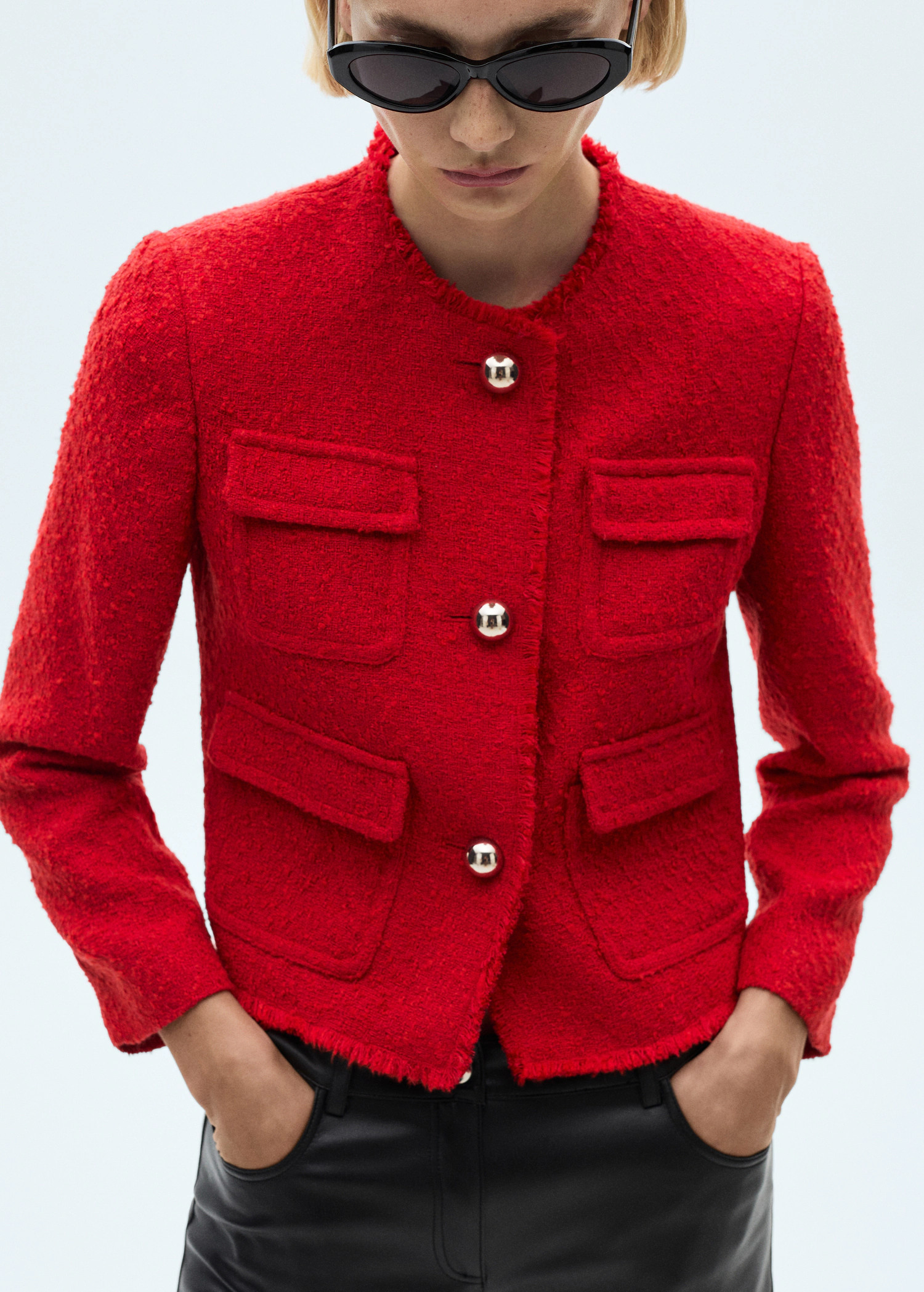 Tweed jacket with pockets - Women | MANGO USA | MANGO (US)