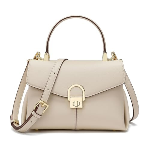 Top Handle Leather Tote Satchel Bag for Women, Ladies Shoulder Purses with Metal Button Lock | Amazon (US)