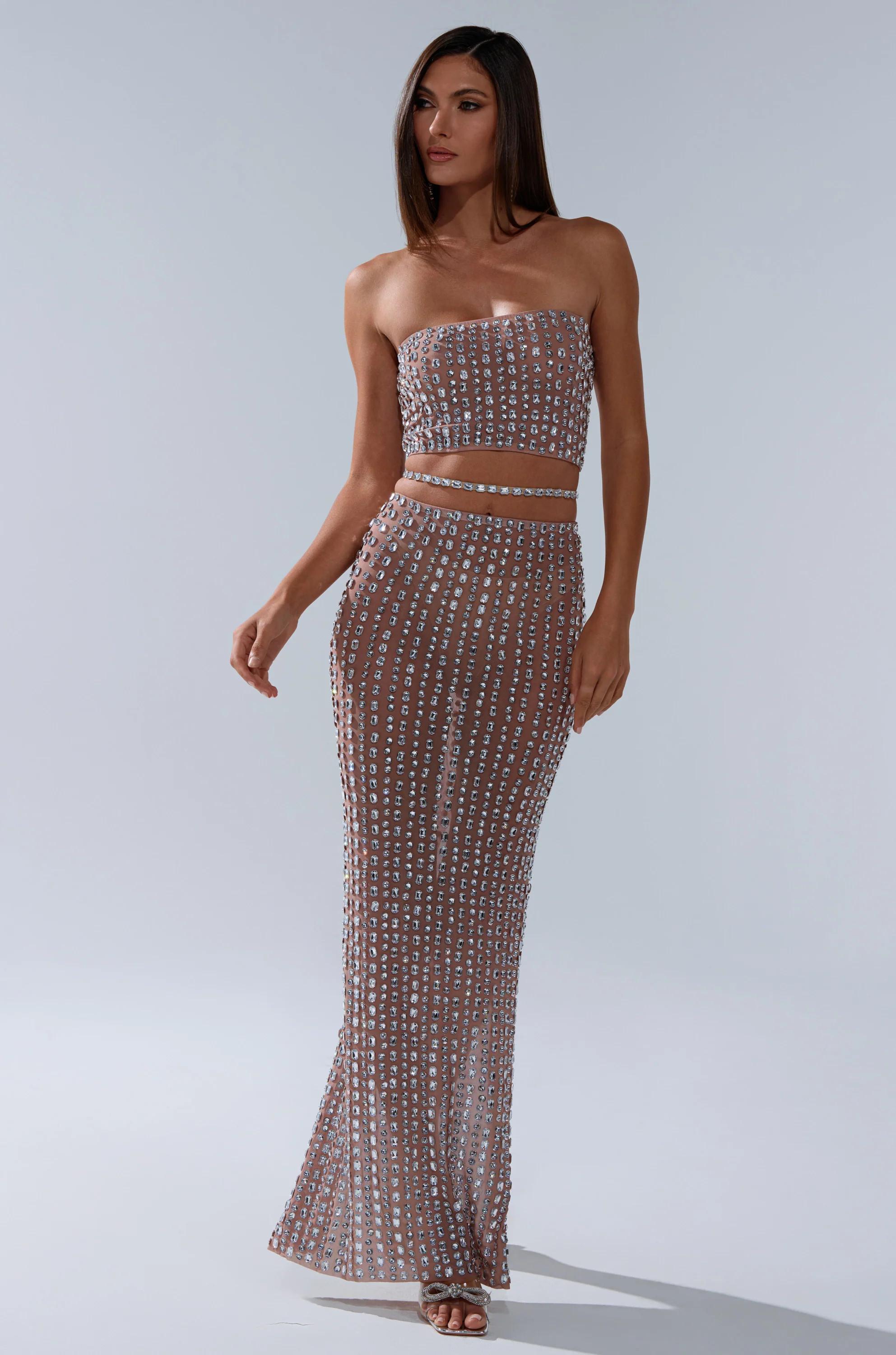 AKIRA All The Shine Rhinestone Maxi Skirt | Size Medium | AKIRA