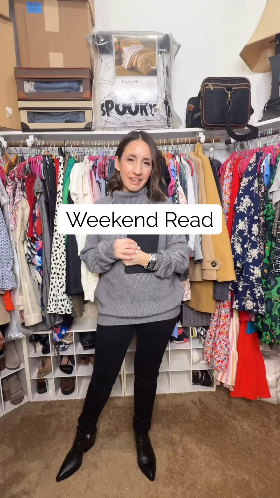 Comfortable style + Romance Read + Kindle Paperwhite. 
Grey oversized comfy sweater runs big. Size down. Wearing small. 
Black Levi’s jeans. Run tts. 5’0 and under like me you will need to get them hemmed. 
Black Boots are by Marc Fisher. Marc Fisher boots run tts. 
Book is Dash by Shantel Tessier. 
Here are a few extra kindle Unlimited Romance Book Recommendations. 
Drive, and Reverse by Kate Stewart 
The Word by Ashley Jade 

Petite Outfit 

#LTKFindsUnder50 #LTKOver40 #LTKFindsUnder100