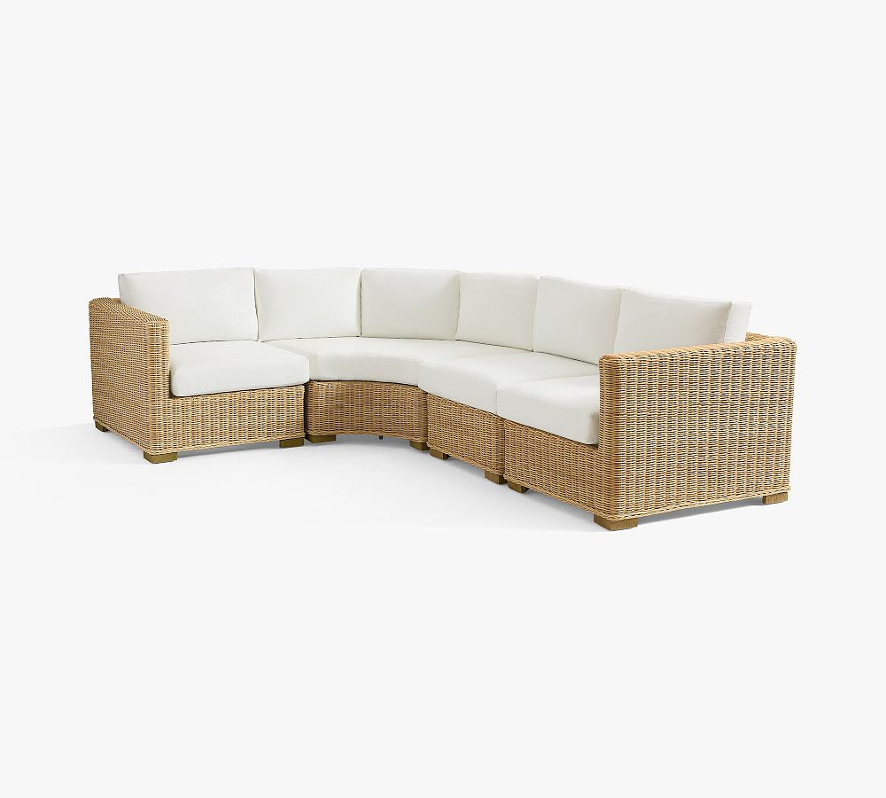 Huntington Wicker Square Arm 4-Piece Outdoor Sectional with High Performance Cushion Covers | Pottery Barn (US)