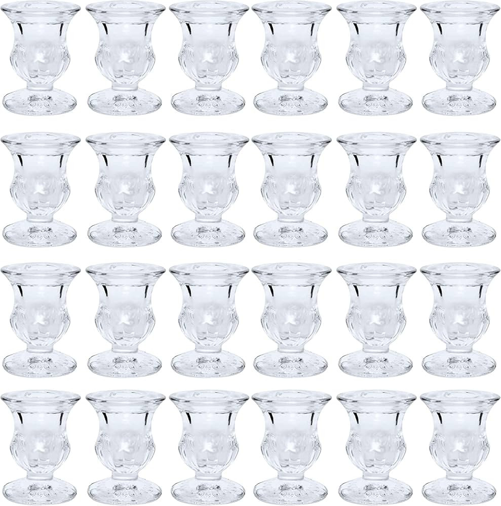 Hosley Set of 12 Glass Taper Candle Holders 2.5 Inches High Ideal Gift for Weddings Party Favor R... | Amazon (US)