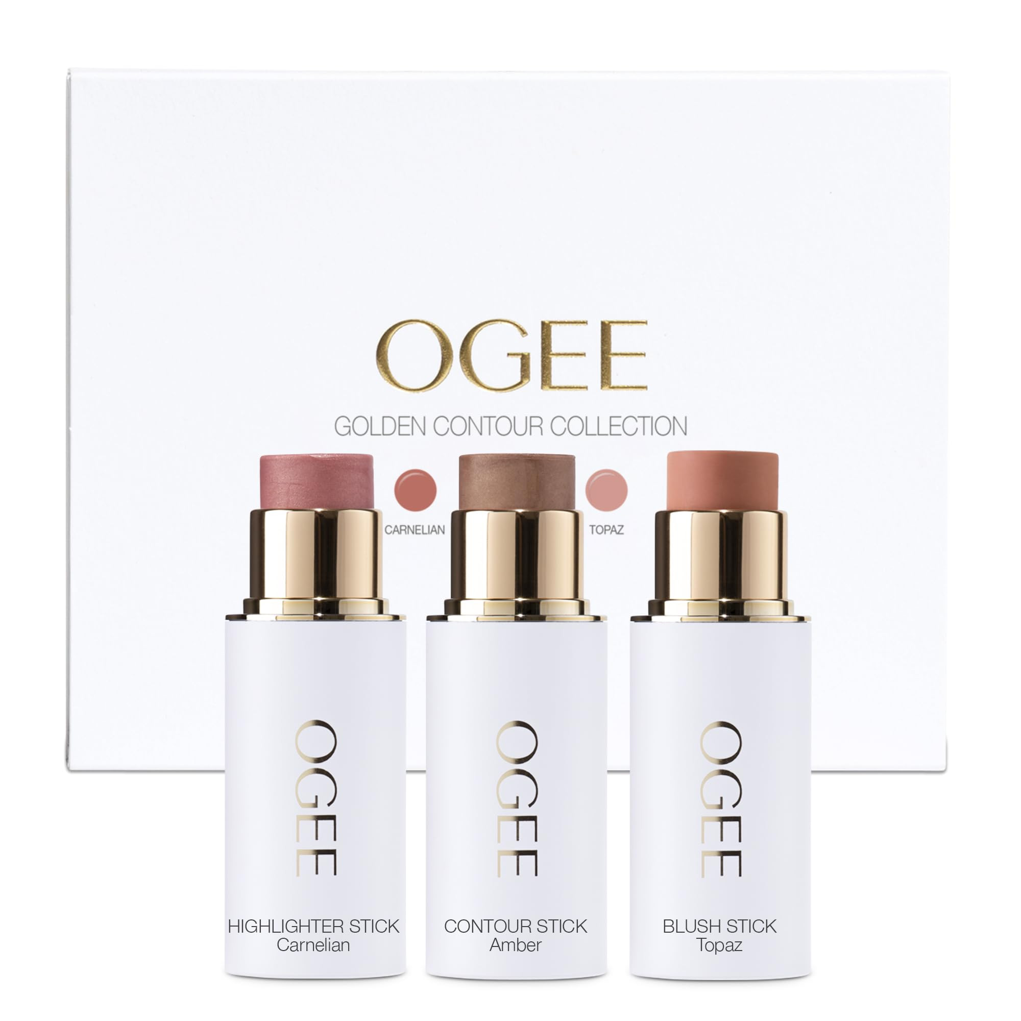 Ogee Face Stick Trio - Golden Contour Stick Makeup Collection - Certified Organic Bronzer, Blush ... | Amazon (US)