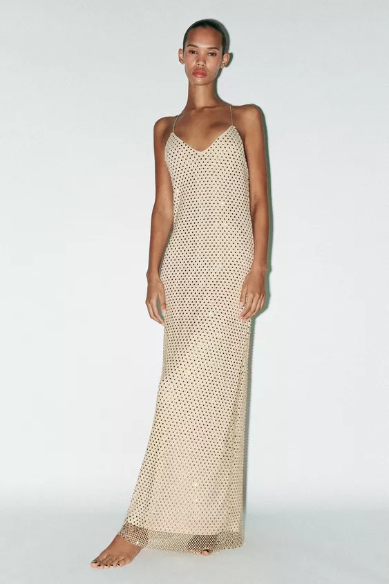 LONG RHINESTONE DRESS | Zara US