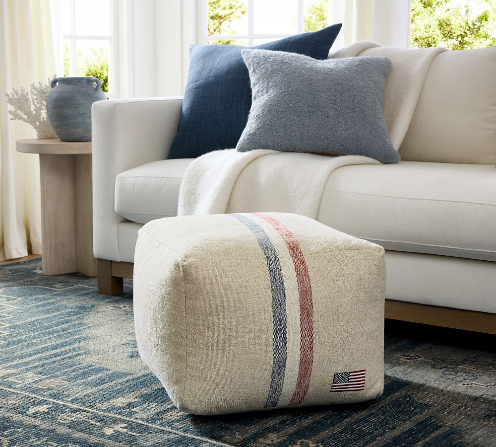 Patriotic Striped Pouf | Pottery Barn (US)