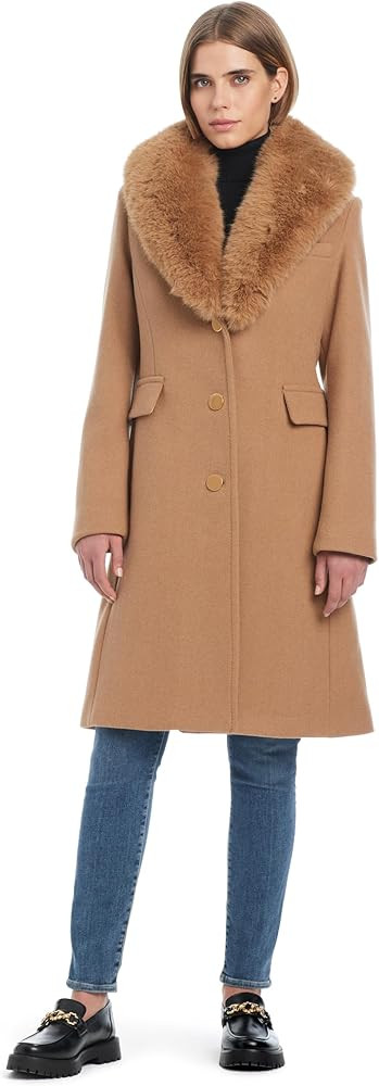kate spade new york Women's Wool Blend Coat with Removable Faux Fur Collar | Amazon (US)