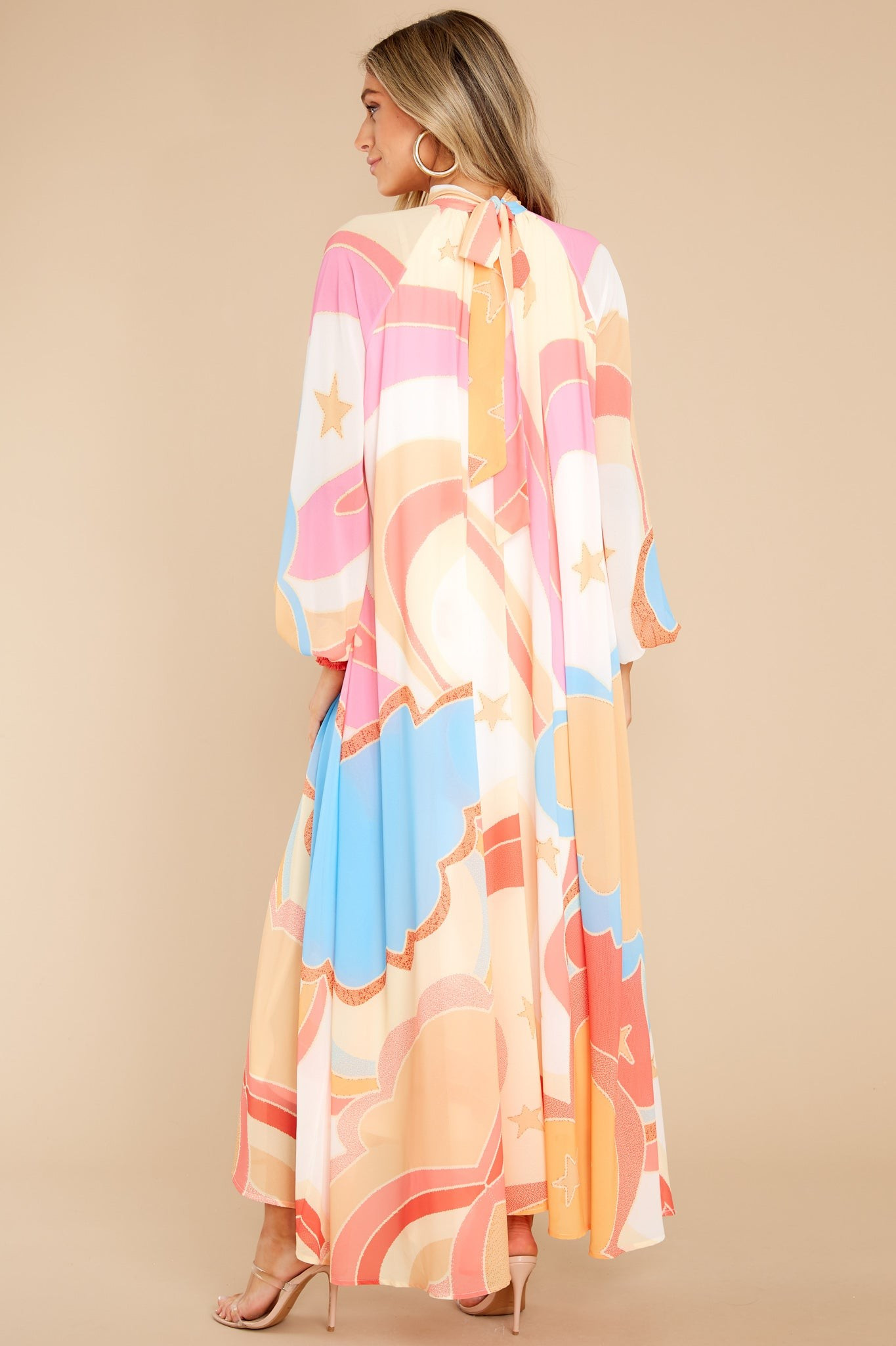 Can You Imagine Peach Multi Print Maxi Dress | Red Dress 