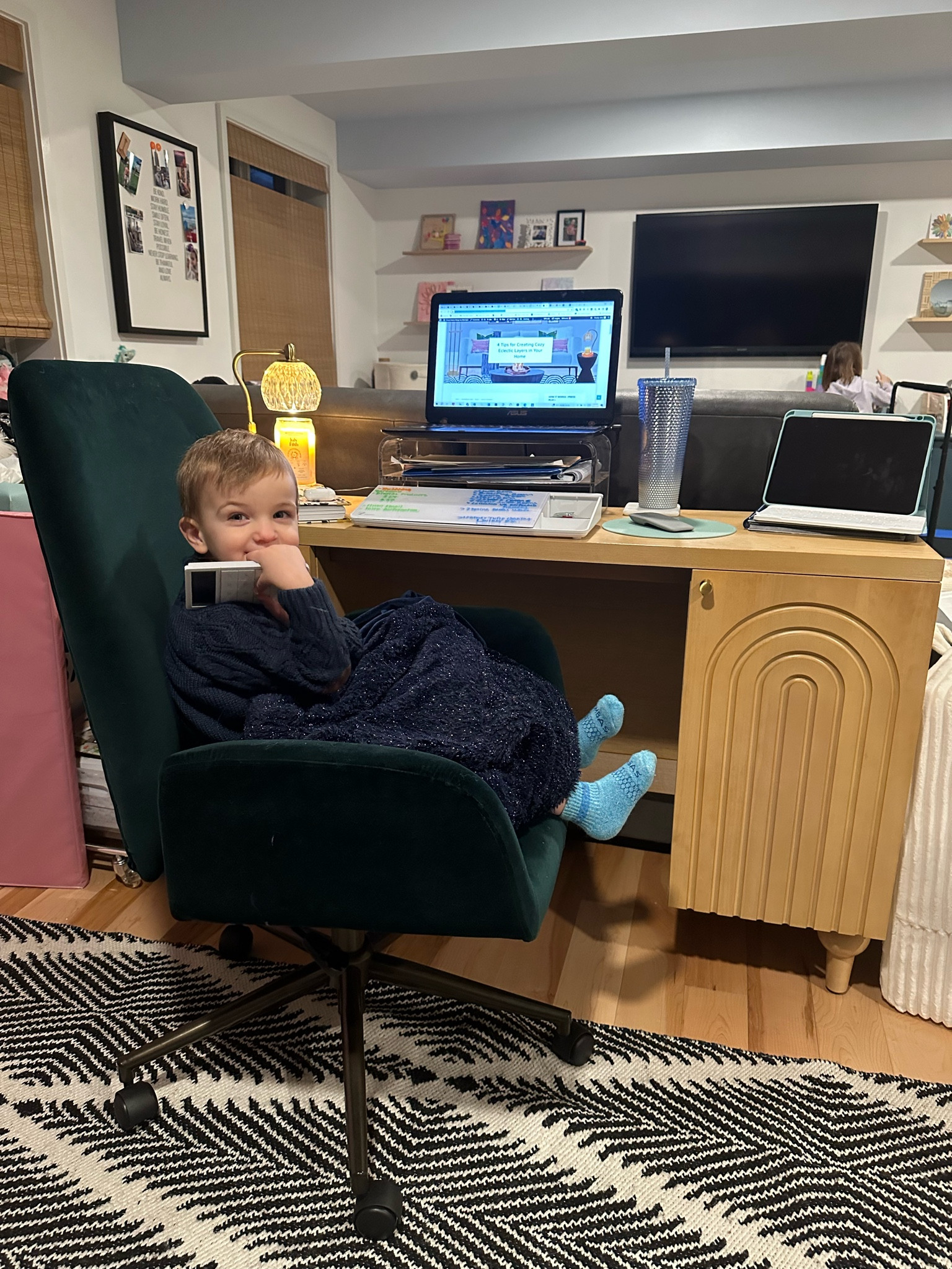 💻 My little coworker has a quick tip to share with you while he’s playing in Mama’s office… 

✨And it does like this… Shove your ish, in an organized manner, into pretty bins,  et viola, you’ll be all tidied up and ready to tackle 2024! 🤣

🩵Okay so it’s not his tip! He’s only 22 months old and can’t form more than a cute phrase - BUT I love that my Office area in the playroom is now organized-ish & mostly toddler proofed bc lets me honest is anything truly toddler-proof?! 🫠

🤍🔨 tap the heart button to let my coworker know if you like his tip 😉 

Follow along @greatoakhaven on insta and more goodies are always on my Daily Decor Dose blog www.greatoakhaven.com ✨

🏡Happy New Year #homelovers & #toddlermoms ✨🩵✨

#toddlermama #homeofficeideas #homeofficedecor #homeofficedesk #makeinteriormagic #virtualdesigner #familyhomes #cozyhomes #fabulouslyfunctional 



#LTKhome #LTKfamily #LTKSeasonal