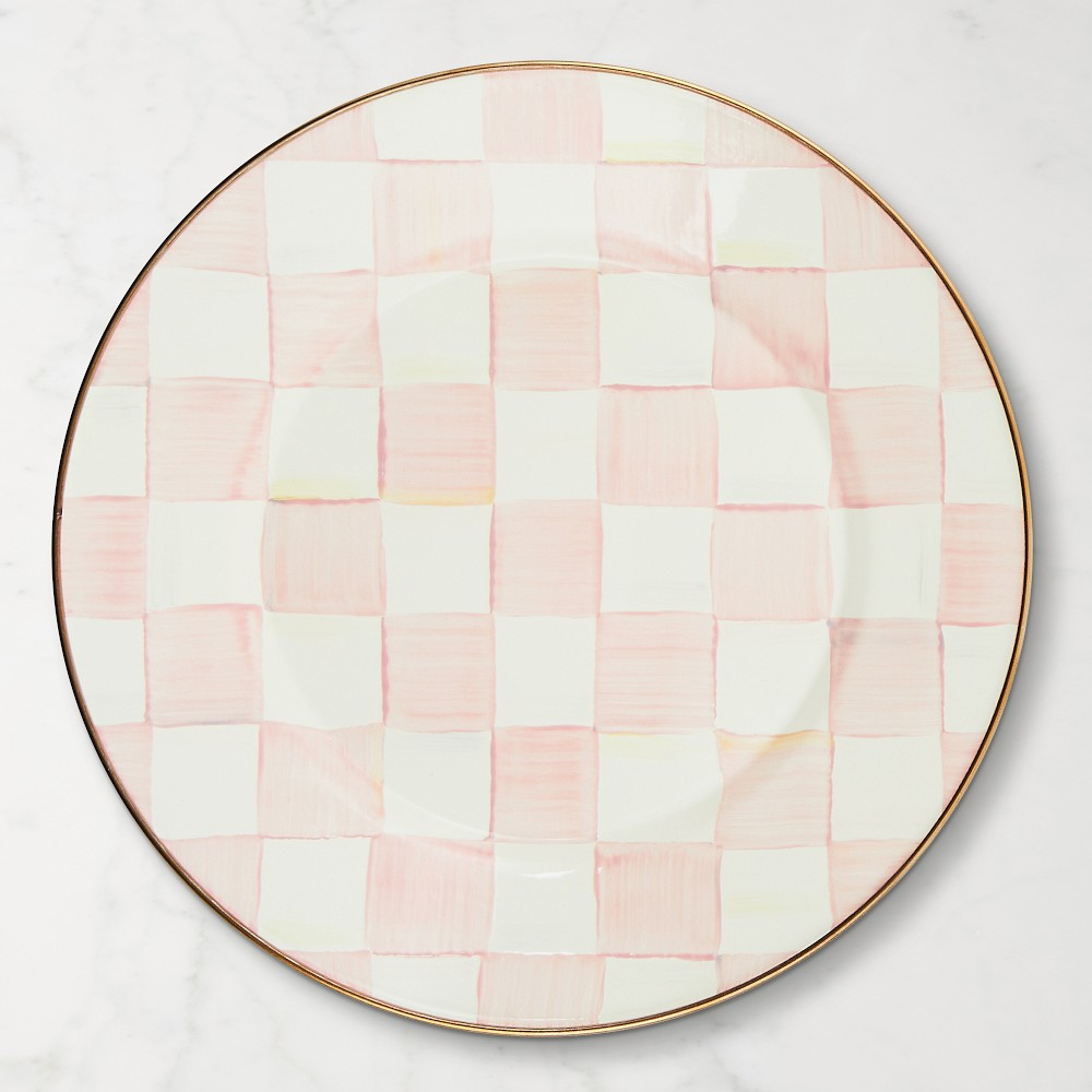 MacKenzie-Childs Rosy Check Enamel Dinner Plate | Williams-Sonoma